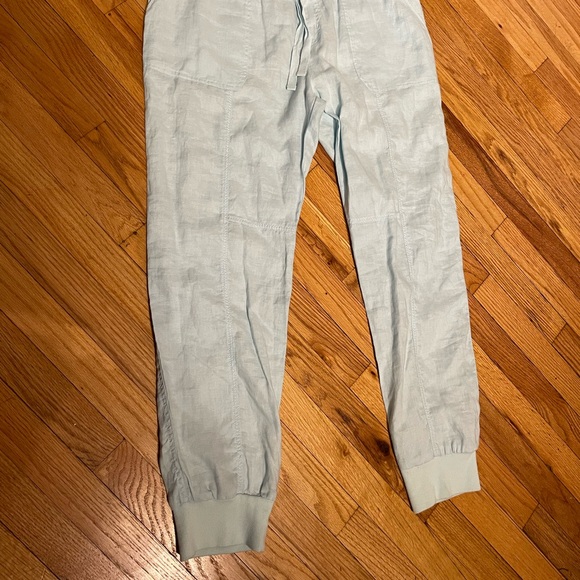 NWT Linen Performance Mint Tapered Skinny Trousers Summer Casual work Drawstring - Picture 2 of 9